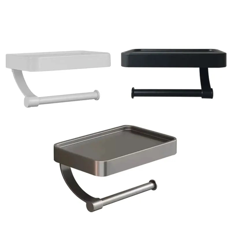 Nail Free Grey Toilet Paper Holder Aluminum Wall Mounted Toilet Paper