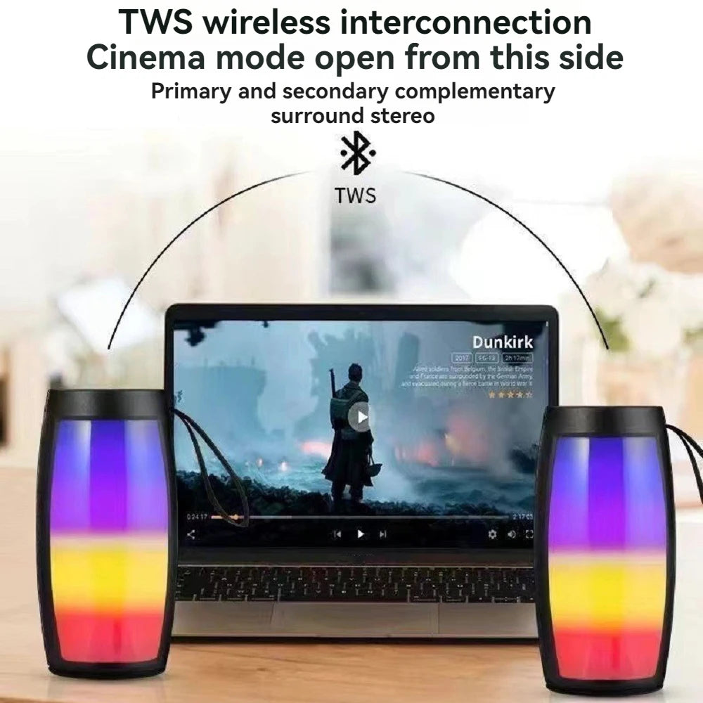 Mini Portable Wireless Bluetooth Speaker 1500MAH RGB LED Light