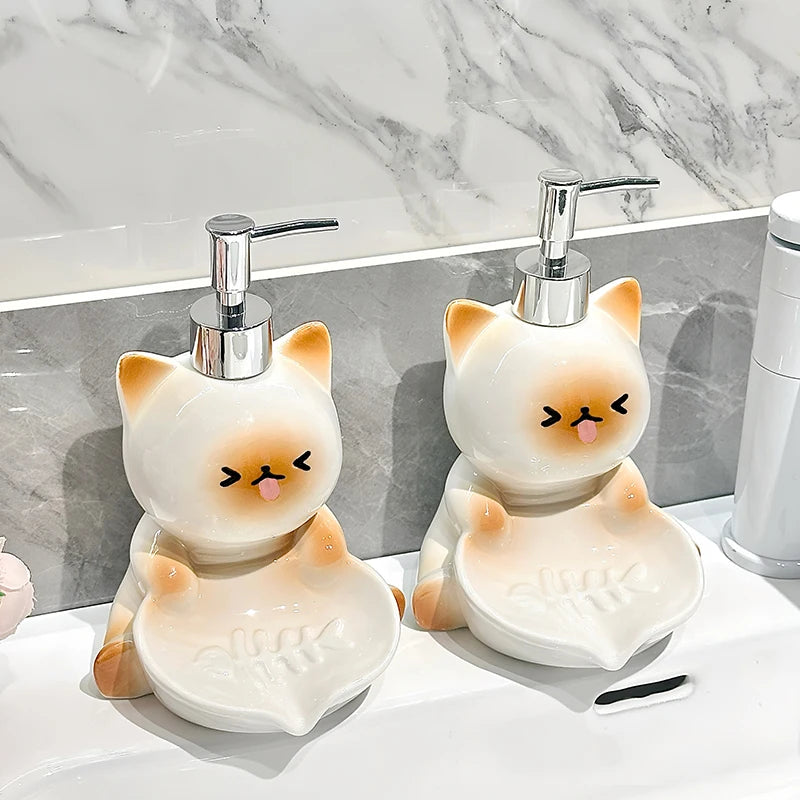 Cute Cat lotion Bottled Hand Wash Shampoo Bottled Light Luxury