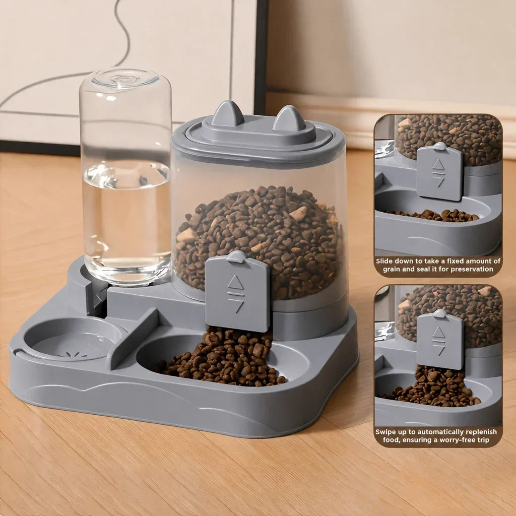 Pet Feeder Dual Food Bowl All-in-One Automatic Food Water Dispenser
