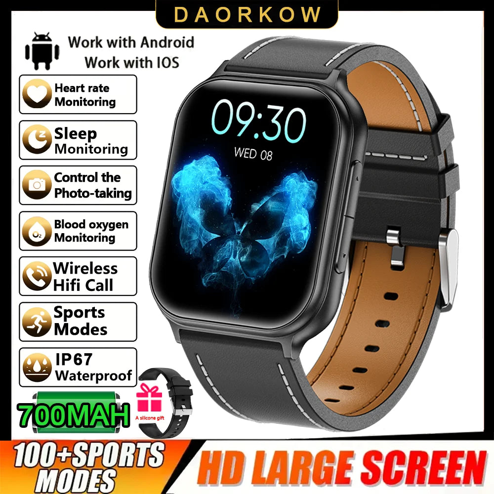2026 New Sports Smartwatch 700mAh Battery Fitness Tracker 3ATM Waterproof Heart Rate Bluetooth Call Smartwatch Men's and Women's