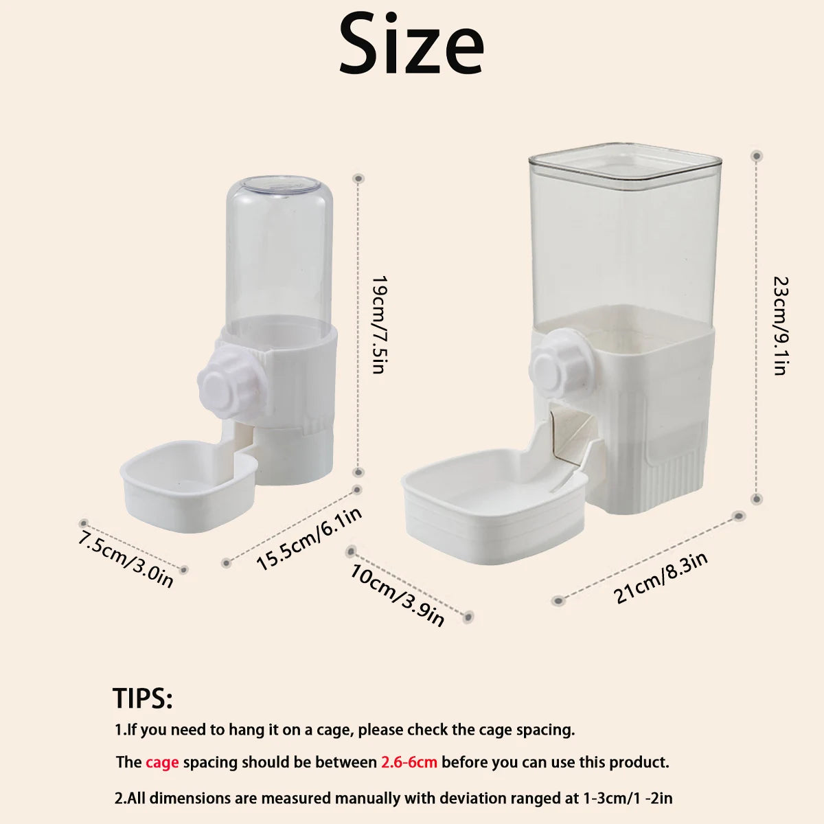Automatic Pet Feeder Waterer Dog Cat Hanging Cage Bowl, Suitable for