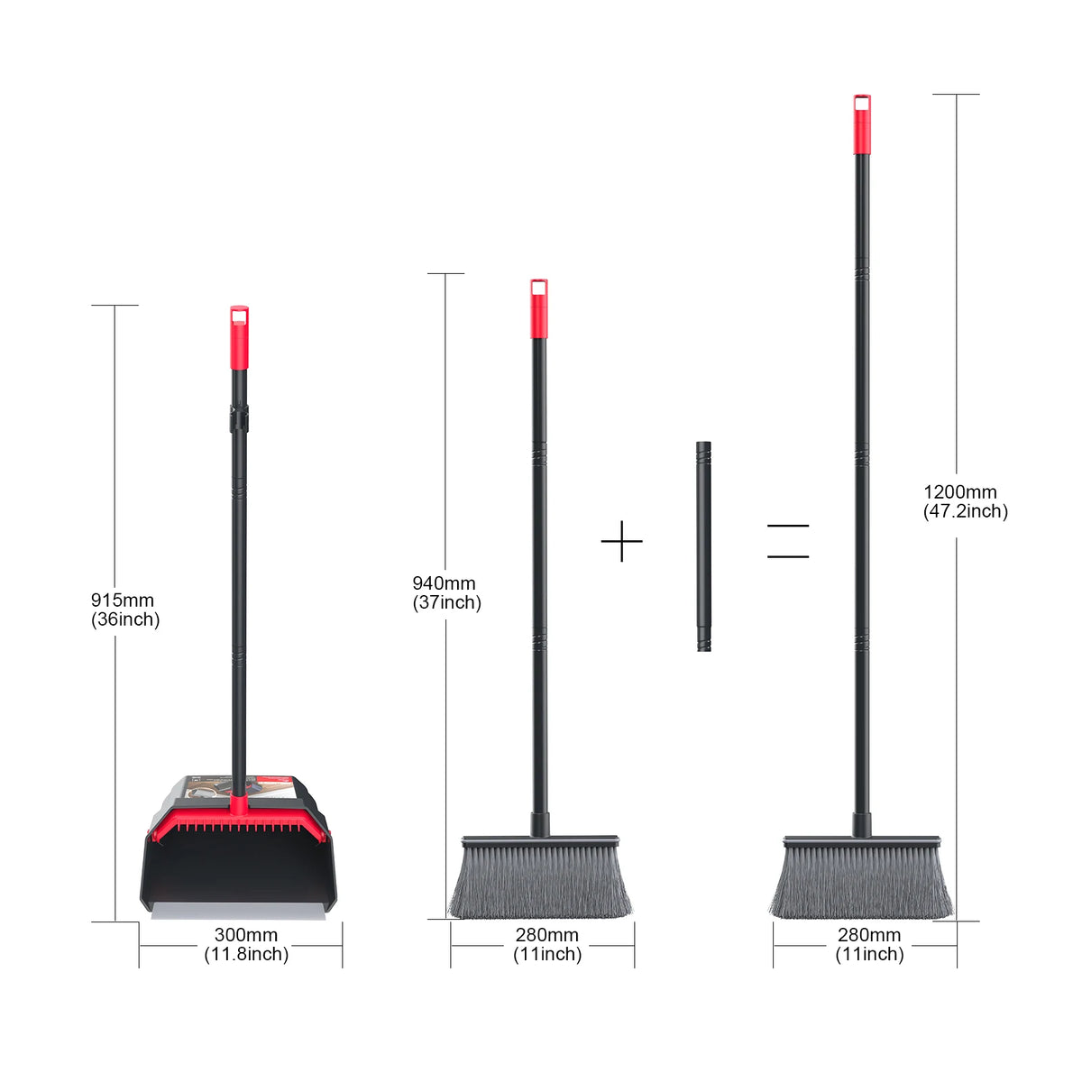 Household Broom and Dustpan Set - Combination Sweeping Tool with Long