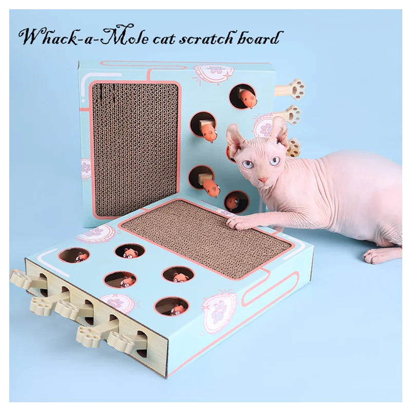 3-in-1 Interactive Cat Toy Maze Game Box with Scratcher Funny Stick