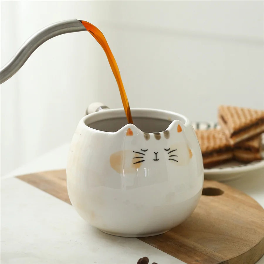 1pc cute ceramic cup, cat shaped mug, 380ml/13oz milk, coffee, and