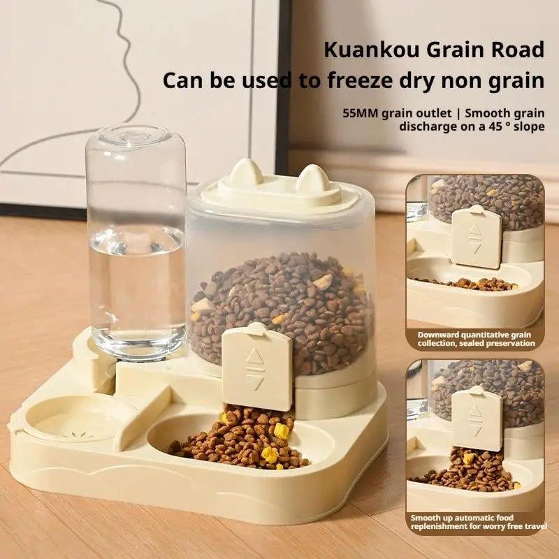 Pet Feeder Dual Food Bowl All-in-One Automatic Food Water Dispenser