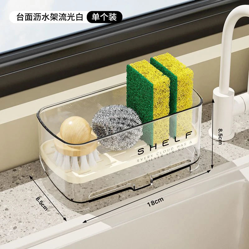 Kitchen Sink Organizer Drain Rack Self-draining Shelf Sponge Holder