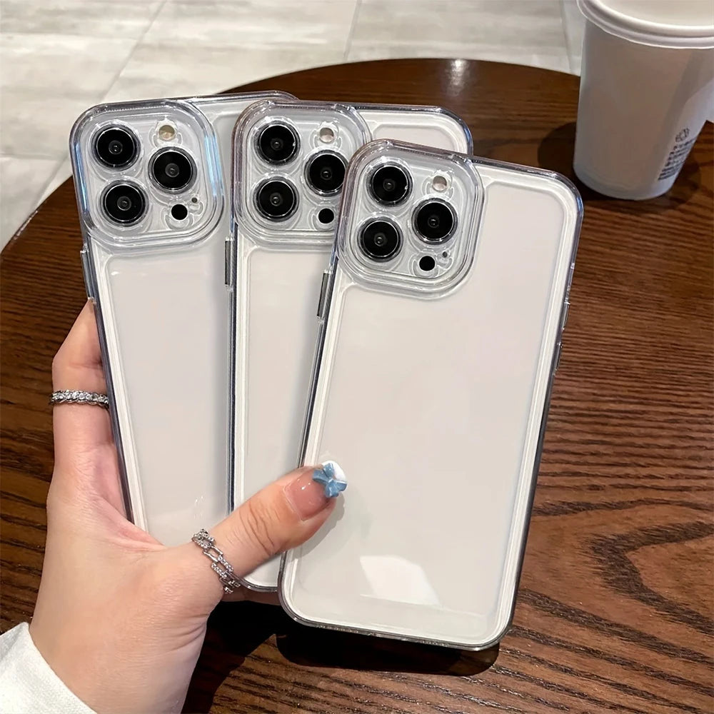 3pcs Luxury Shockproof Transparent Phone Case Set for iPhone 18 17 16