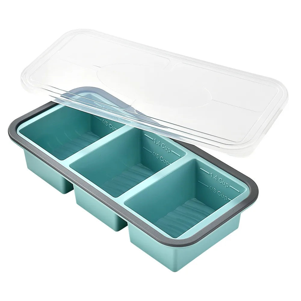 1pc Silicone Food Freezer Tray with Lid Soup Cubes - Soup,Sauce, Eftovers,Homemade Meal Prep Freezing Kitchen Storage Containers