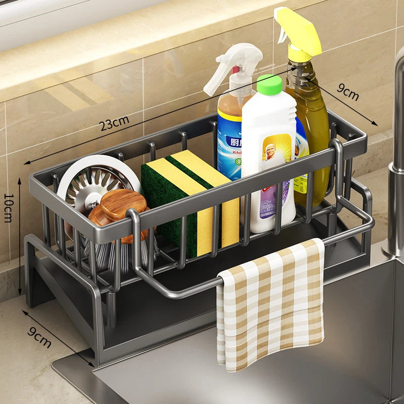 Kitchen Spice Storage Shelf with Drainage Rack, Installation Sink
