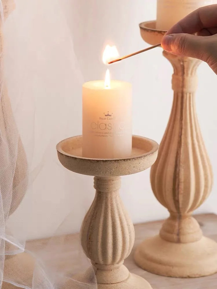 Wooden Candle Holder Rustic Natural Wood Candelabra for Home Decor