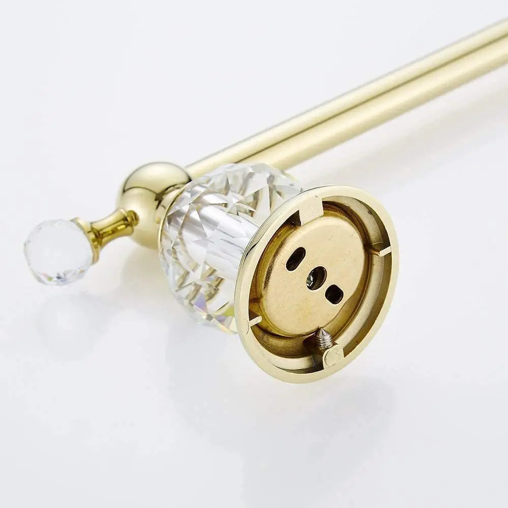Luxury Crystal Bathroom Accessories Set Gold Polished Brass Bath