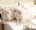 2 Pieces White Satin Lace Ruffle Pillow Case European Style Elegant