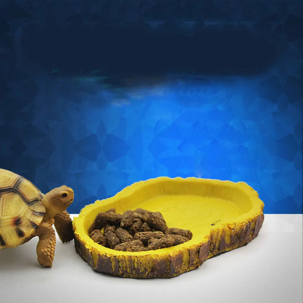 Pet Reptile Feeder Bowl Basin Resin Non-Toxic Food Water Pot Turtles