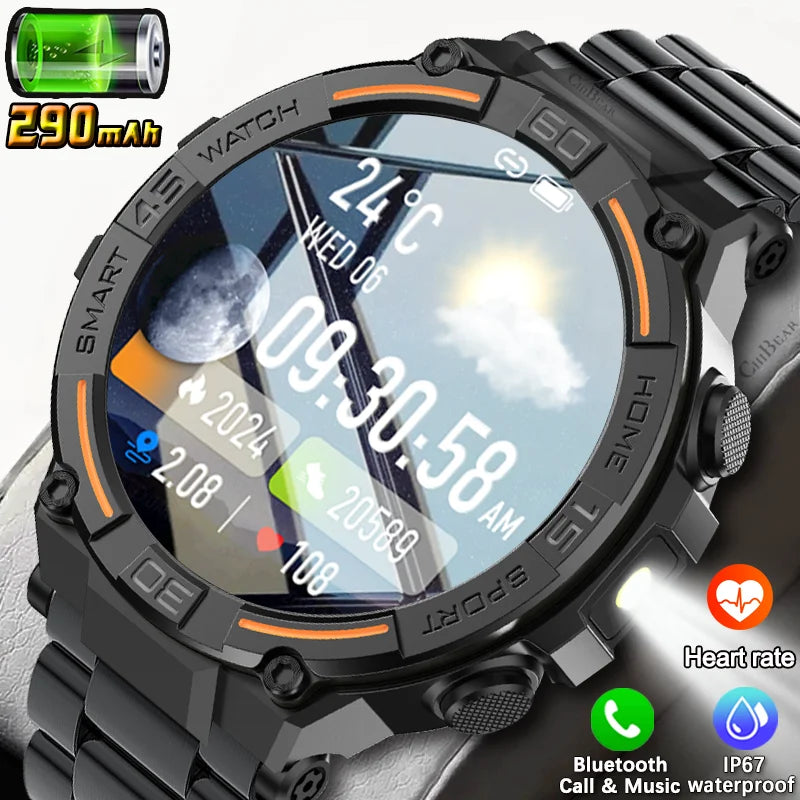 Sport Smart Watch Men 360*360 HD Screen LED Light Heart Rate Fitness