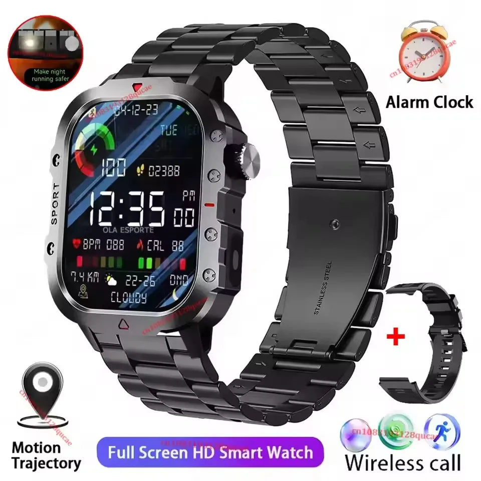 2026 New Military Smart Watch Men 3ATM Outdoor Sports Fitness Tracker Blood Pressure Health Monitor BT Calls GPS Smartwatch HT30