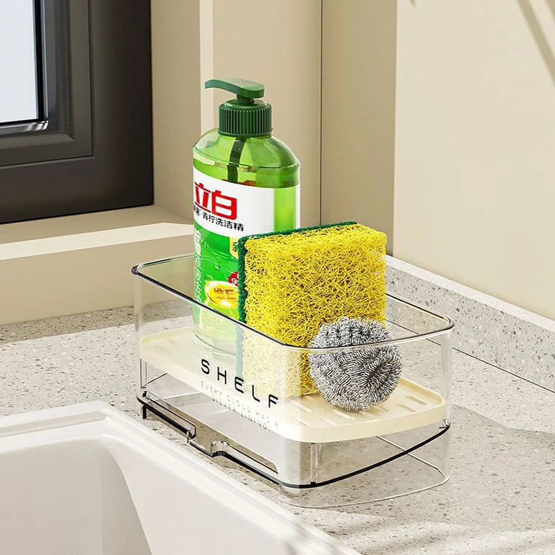 Kitchen Sink Organizer Drain Rack Self-draining Shelf Sponge Holder