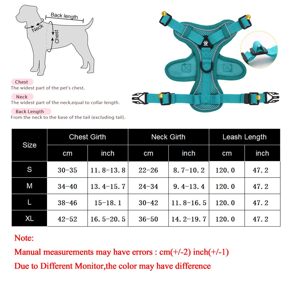 Dog Harness Leash Set For Small Medium Dogs Cat Hiking Adjustable