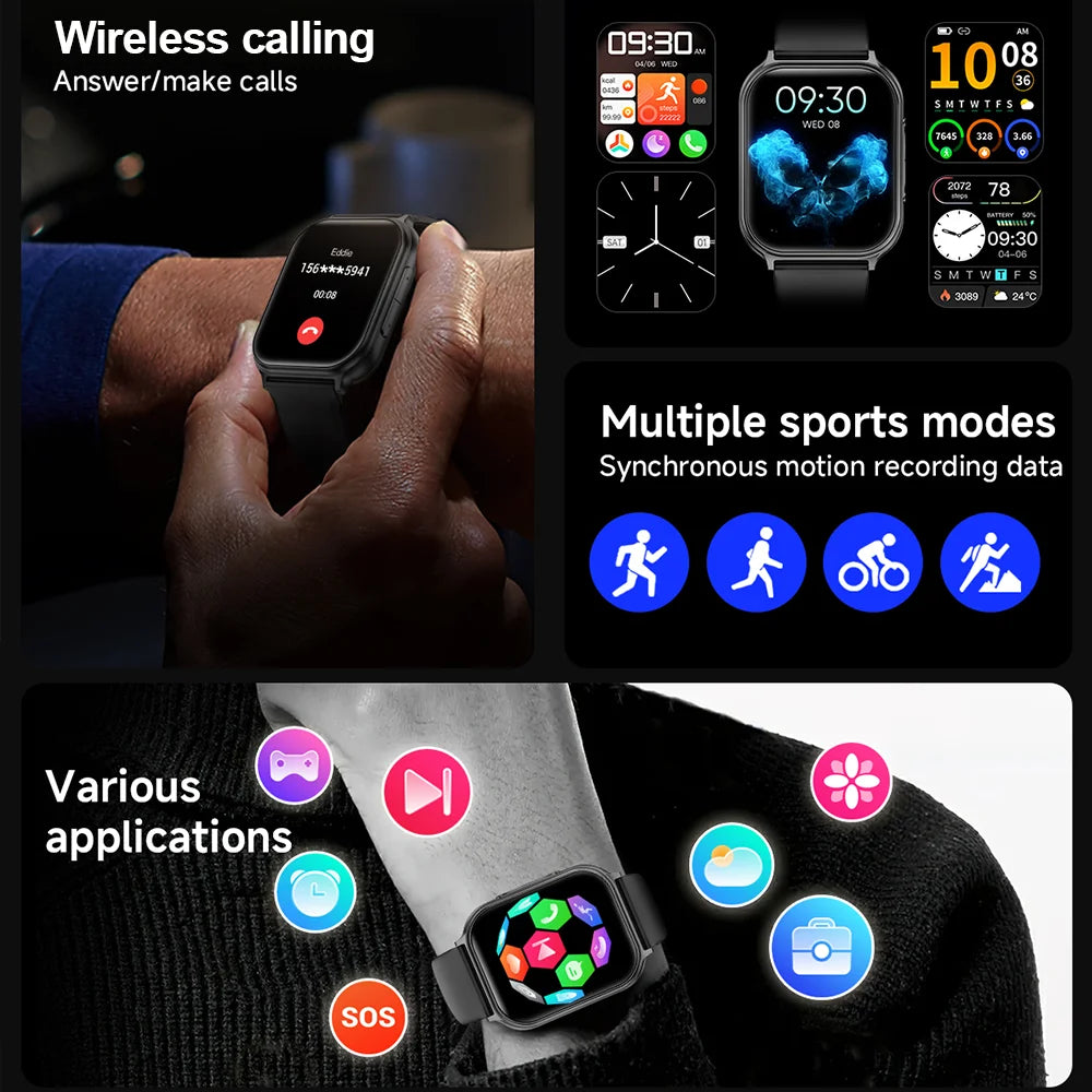 Sports Smartwatch 700mAh Battery Fitness Tracker 3ATM Waterproof