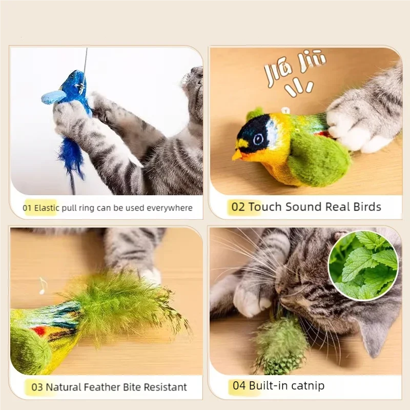 Indoor Interactive Birds Toy for Cat Chasing Teasing Simulation