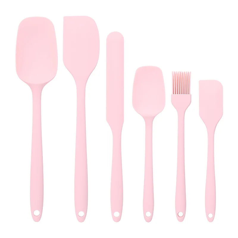 6pc Silicone Spatula set for baking-cake frosting kit with brush
