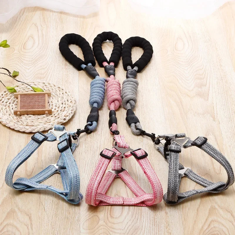 Dog Harness 1.2M Leash Set for Small Dogs Adjustable Puppy Cat