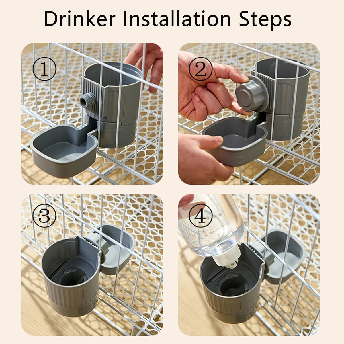 Automatic Pet Feeder Waterer Dog Cat Hanging Cage Bowl, Suitable for