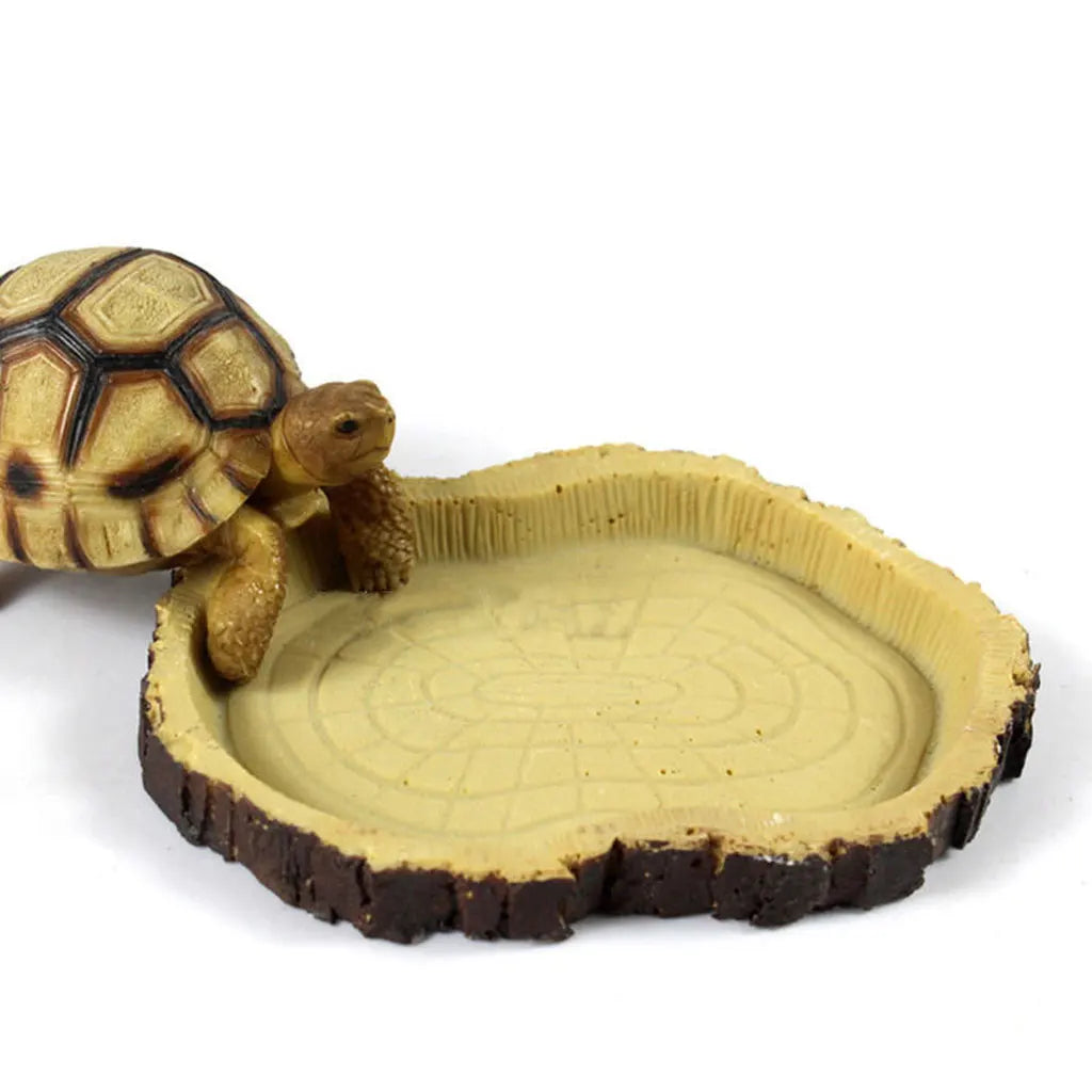 Pet Reptile Feeder Bowl Basin Resin Non-Toxic Food Water Pot Turtles