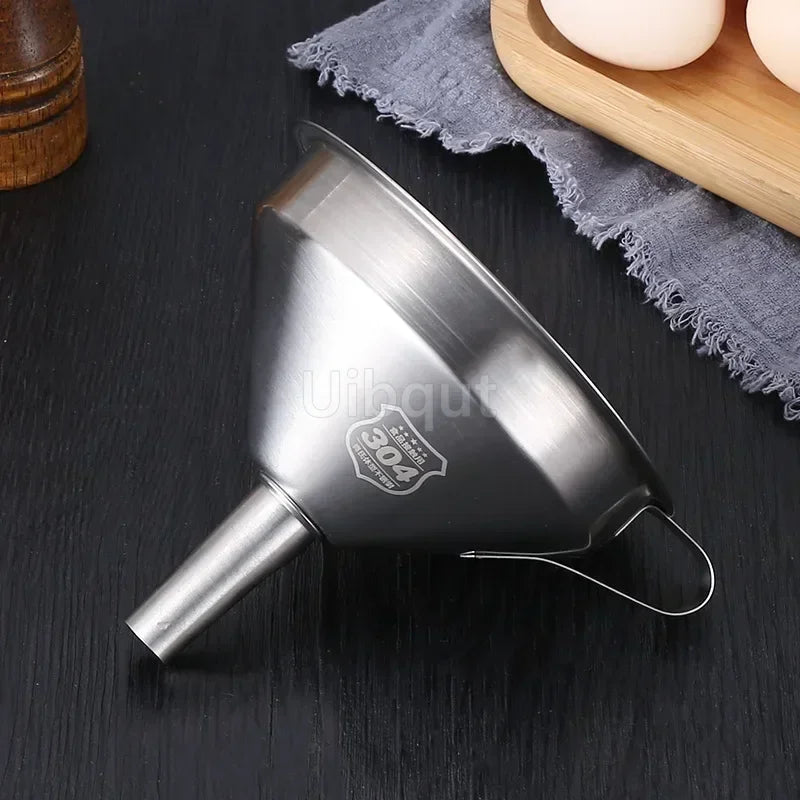 304 Stainless Steel Funnel Metal Wide Mouth Funnel With Strainer Mesh