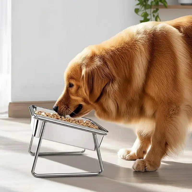 Pet Bowl Large Capacity 15 Tilt Neck Guarded Elevated Feeder for Dog