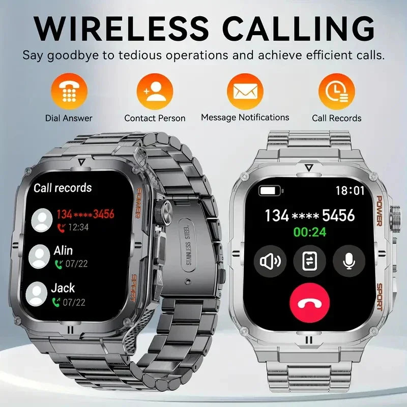 2026 New Men's Outdoor Fitness Smart Watch with Flashlight Multi-Functional Reminder 3D Dynamic Dial Sports Trajectory Tracker