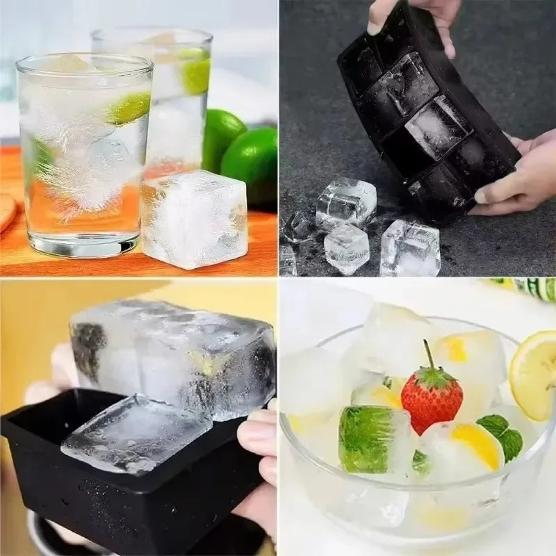 Silicone Ice Cube Mold Reusable Square Ice Cube Molds with Lid