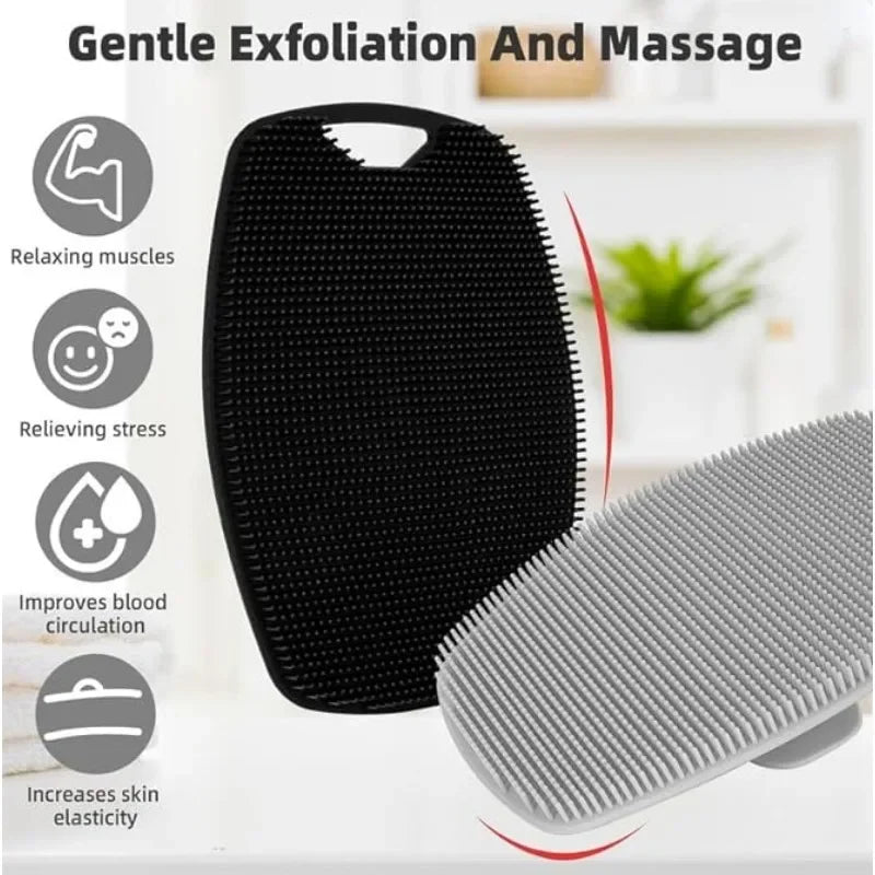 Exfoliating Silicone Brush Cleanser No Slip Handle Body Scrubber