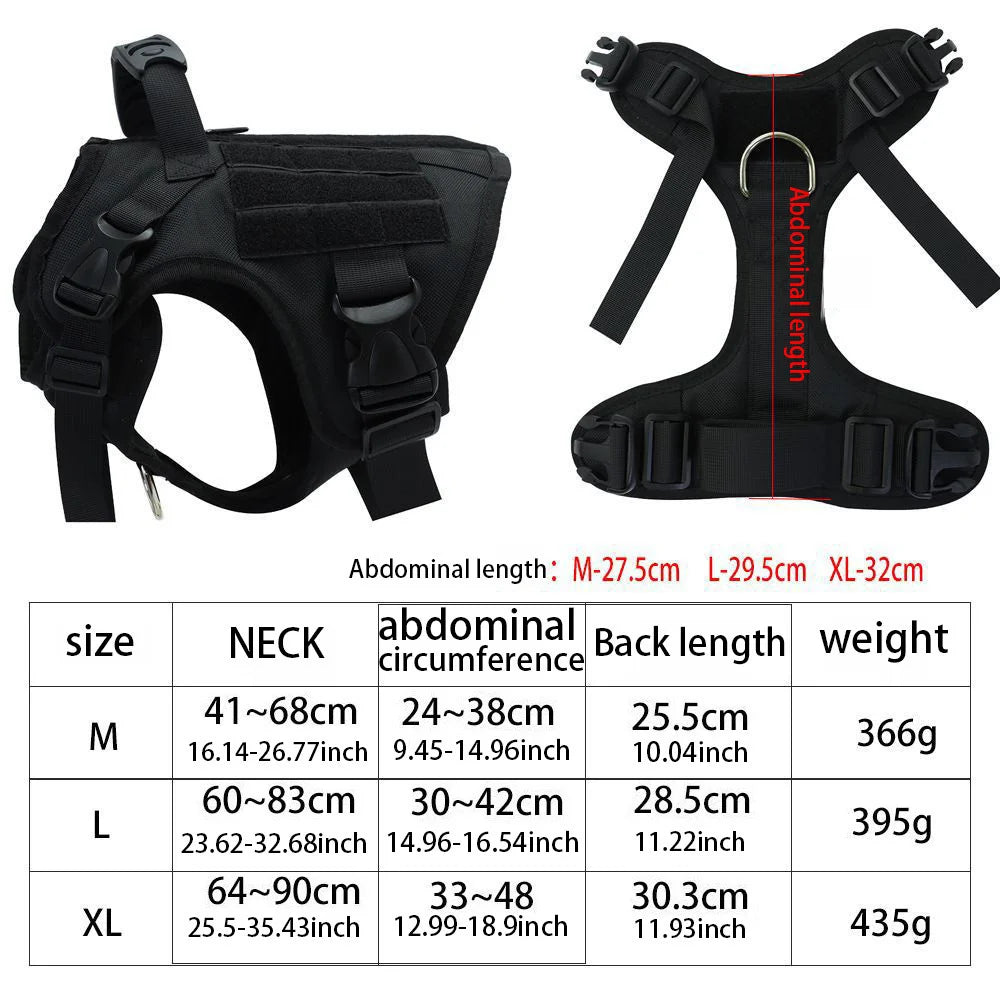 Large Dog Collar Dog Harness And Leash Set Pet Vest Tactical German