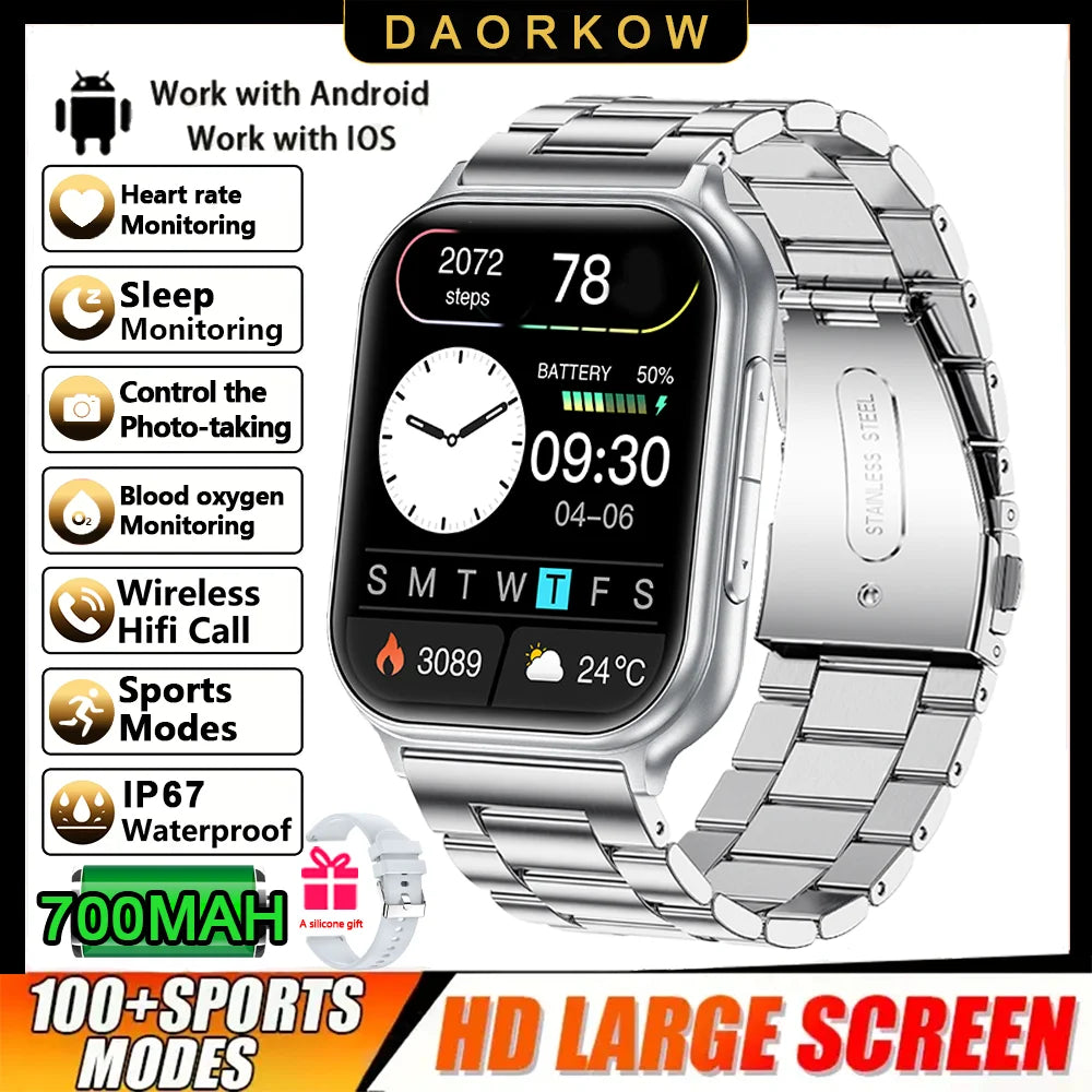 2026 New Sports Smartwatch 700mAh Battery Fitness Tracker 3ATM Waterproof Heart Rate Bluetooth Call Smartwatch Men's and Women's