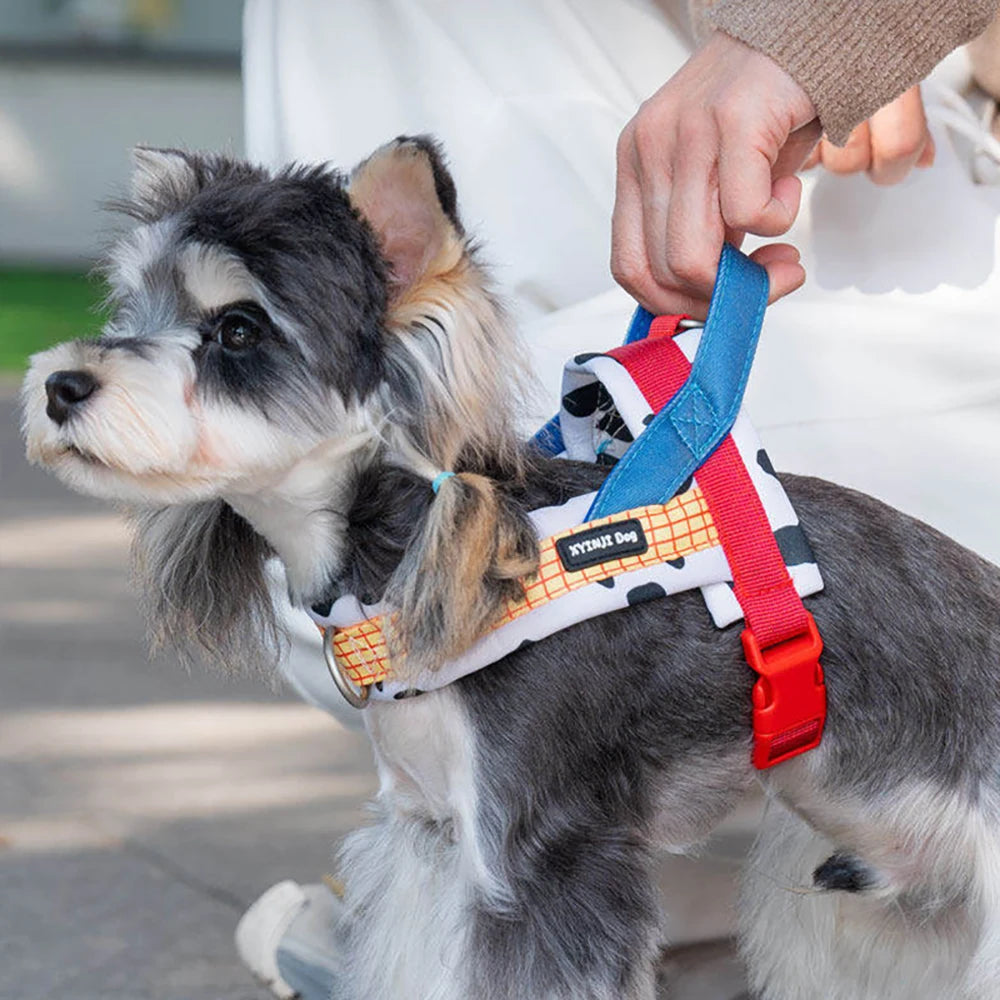 Dog Harness and Leash Set Saddle Plaid Adjustable Puppy Vest Harness