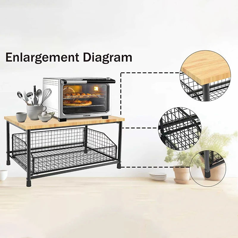 Kitchen Countertop Organizer – Multi-Use Shelf for Microwave, Spices