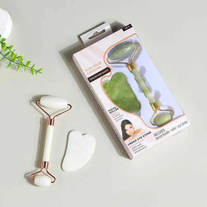 Natural Jade Roller & Gua Sha Set