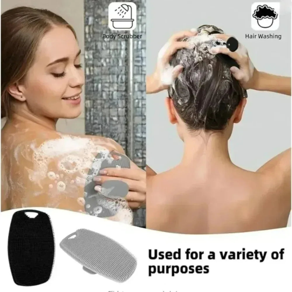 Exfoliating Silicone Brush Cleanser No Slip Handle Body Scrubber