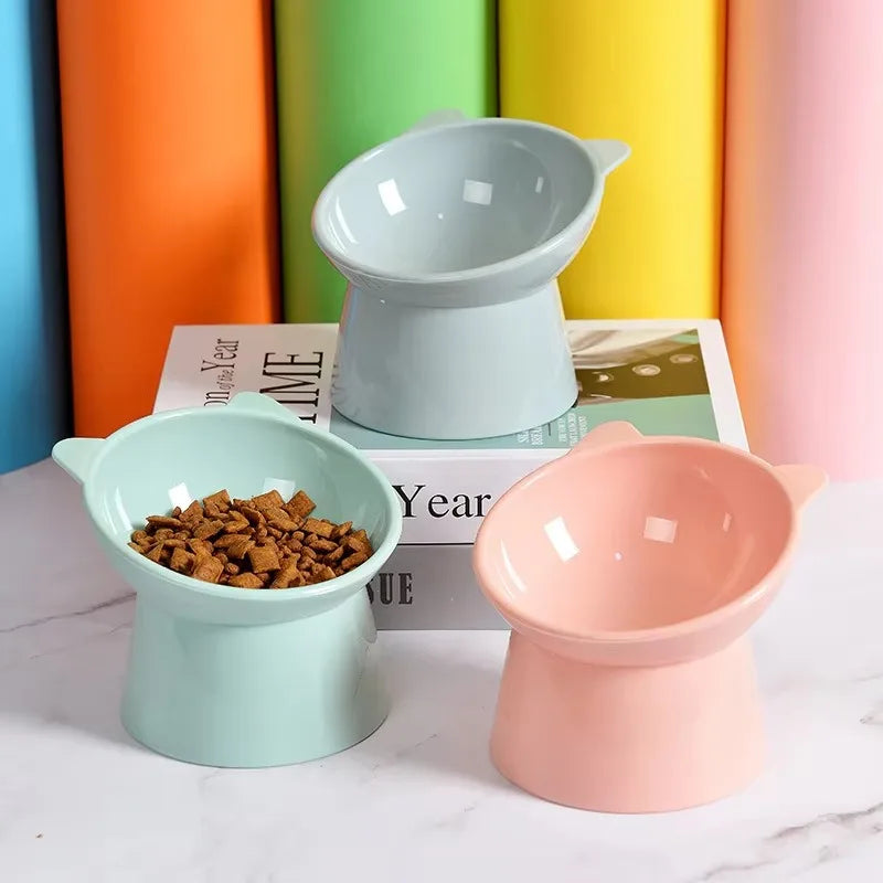 Pet bowl - High-legged, sloping mouth, neck-protecting cat bowl