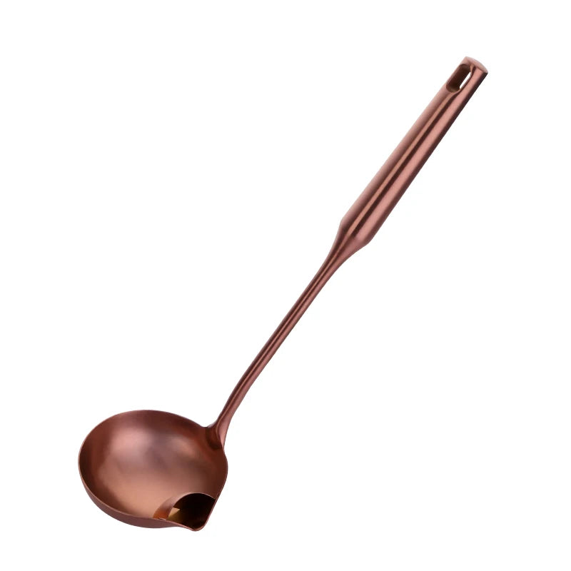 1PC Gold Stainless Steel Oil Filter Spoon Long Handle Spoons Kitchen Gadgets Oil Soup Separate Grease Hot Pot Portable Strainer