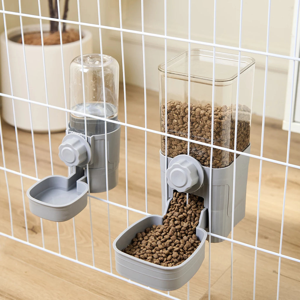 Automatic Pet Feeder Waterer Dog Cat Hanging Cage Bowl, Suitable for
