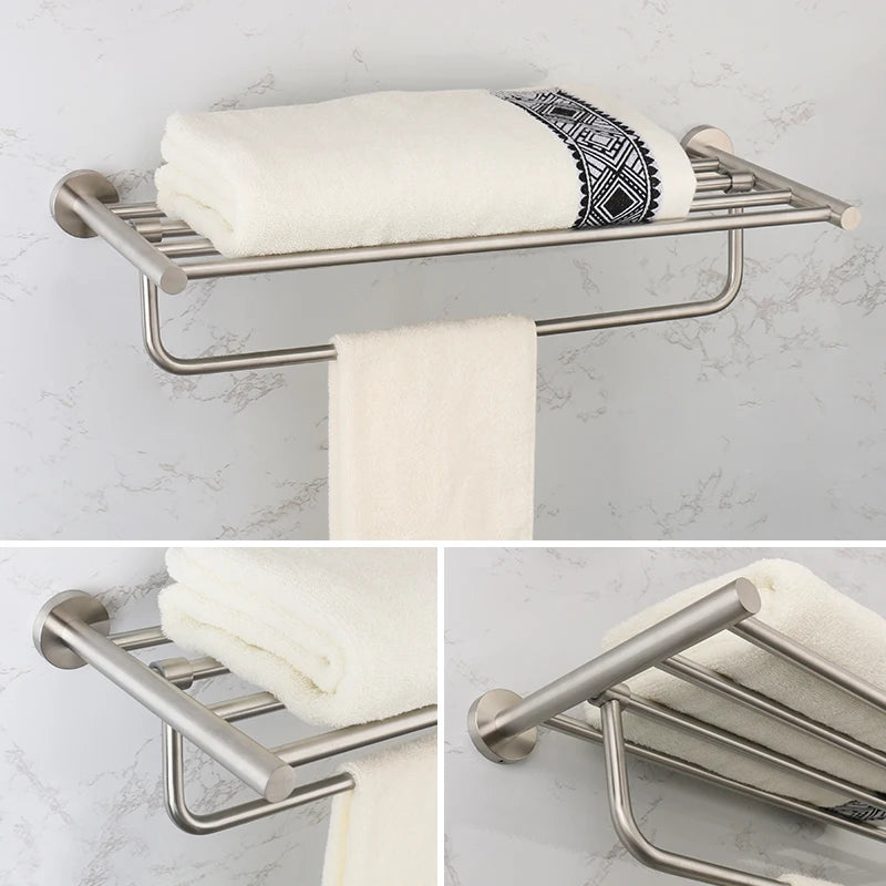 Brushed Nickel Bathroom Accessories Towel Bar Hooks Towel Rack