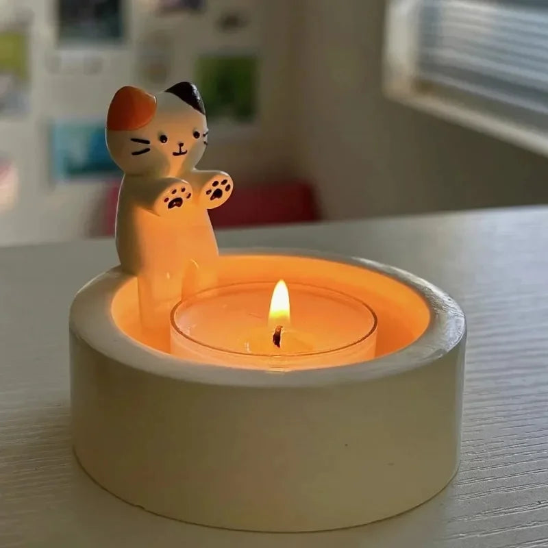 Adorable Cat-Shaped Candle Holder: Aromatherapy Decor for Desk