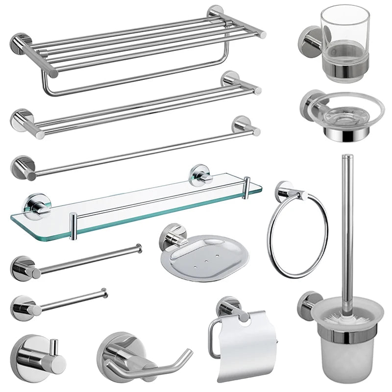 Bathroom Accessories Chrome Polished Toilet Brush Holder Towel Bar