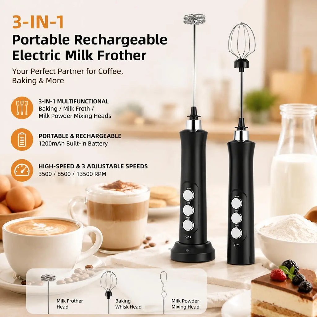 USB Rechargeable Milk Frother Mini Handheld Electric Foam Maker 3