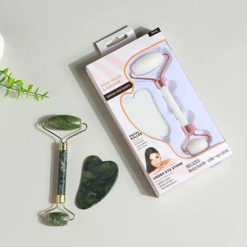 Natural Jade Roller & Gua Sha Set
