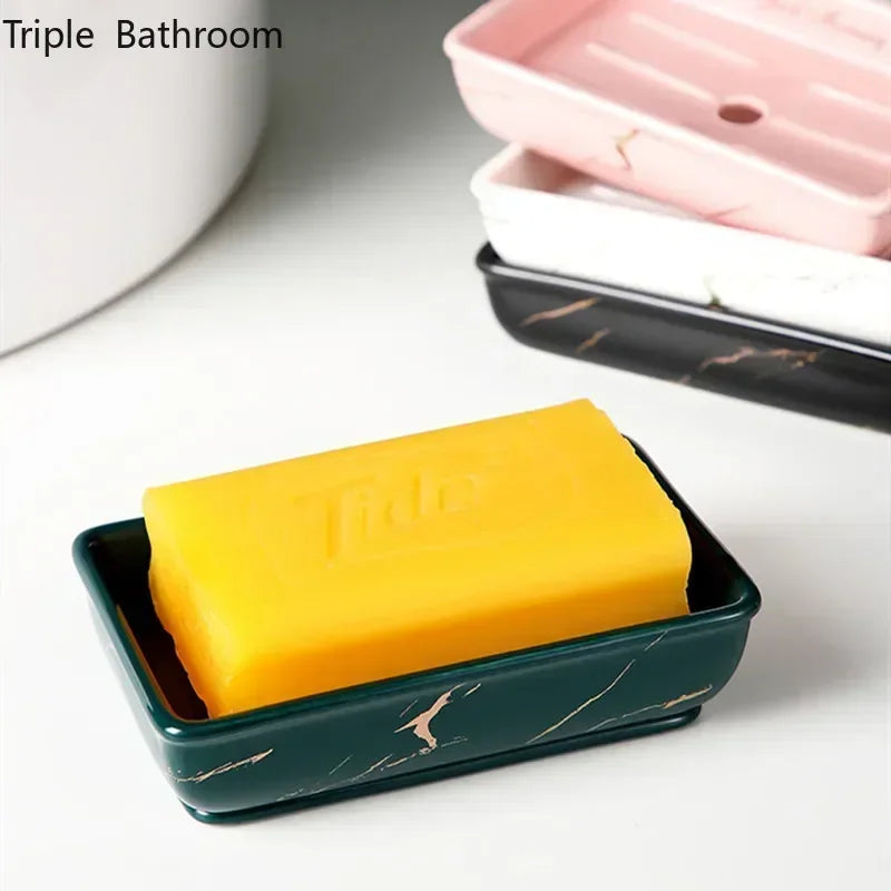 Light Luxury Soap Holder Ceramic Rectangle Household Bathroom