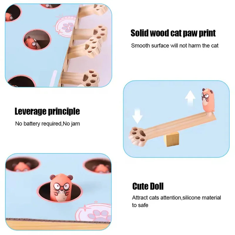 3-in-1 Interactive Cat Toy Maze Game Box with Scratcher Funny Stick