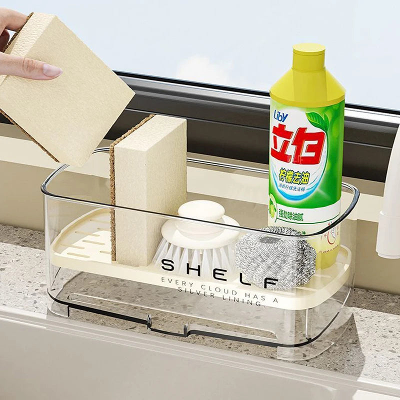 Kitchen Sink Organizer Drain Rack Self-draining Shelf Sponge Holder